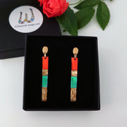 Earrings Luxury Long Red Green Gold