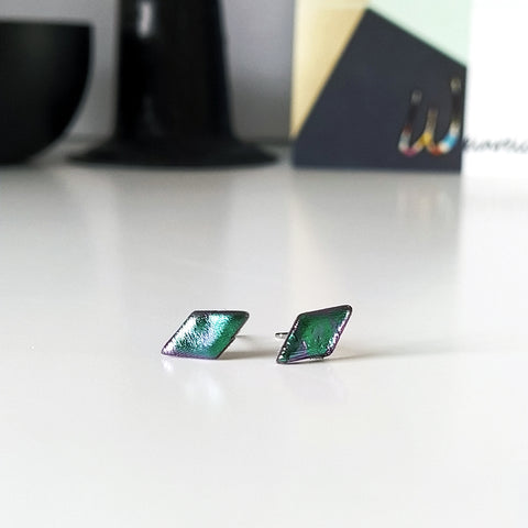 Øreringe Simple Pair Diamant Green-Purple